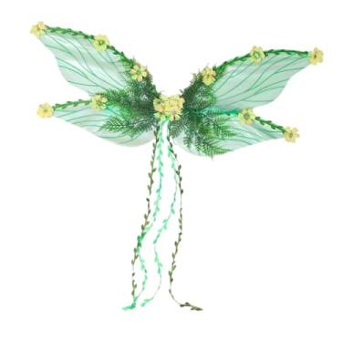Imagem de MotiveTech Fantasia de princesa com asas de fada, acessório com flores, folhas e trepadeiras para lembrancinha de festa, Verde