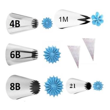 Imagem de Kit 5 Bicos De Confeitar Pitanga Aberta Wilton + Saco Conf