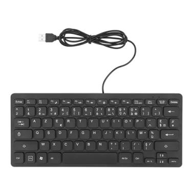 Imagem de Sonew Mini Teclado Com Fio 78 Keys Linguagem Ultra FinBoard Plug e Reproduzir Teclado Compacto USB Splash Proof para Usuários Bilíngues Ingleses (Layout francês)