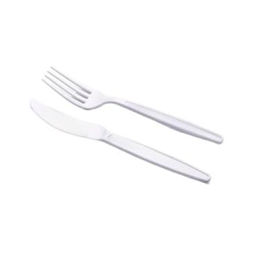 Imagem de Kit 100 Unid. Garfo E Faca Descartável Resistente Para Churrasco (50 Garfos + 50 Facas)