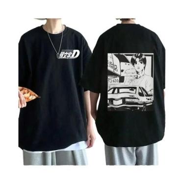 Imagem de Camiseta Unissex Dupla Face Anime Drift AE86 Initial D Com Gola Redond