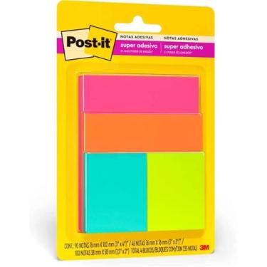 Imagem de Bloco adesivo 3M post-it cascata com 4 blocos