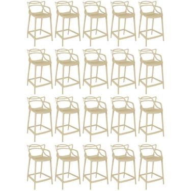 Imagem de Kit 20 Banquetas Média Allegra 66cm Design Cozinha/bancada - Nude