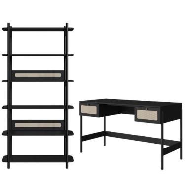 Imagem de Conjunto Estante E Escrivaninha Pes Madeira 27974 Artesano, Nero Preto