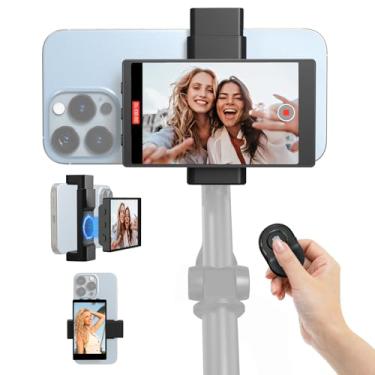 Imagem de Tela para celular Vlog Selfie, monitor de câmera traseira HD de baixa latência com controle remoto Bluetooth e clipe magnético, ajuste universal para iPhone e Android, sincronização de áudio, conexão