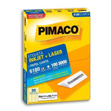 Imagem de Etiqueta inkjet/laser carta 6180 com 100 folhas Pimaco