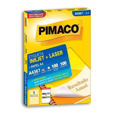 Imagem de Etiqueta inkjet/laser A4367 com 100 folhas Pimaco
