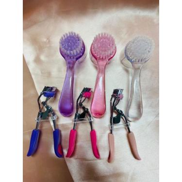 Imagem de kit com 3 Curvador de cilios e 3 Escovinha de Limpar unhas - variada