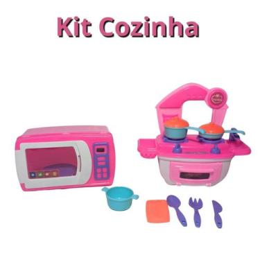 Imagem de Kit Mini Cozinha Infantil com Microondas Brinquedo BS Toys