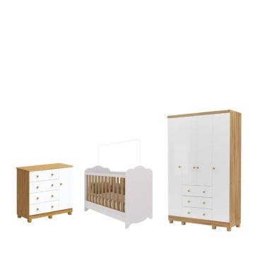 Imagem de Quarto Completo Bebe Moveis Peroba Dorabelly Clara Jr MDF 4