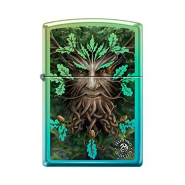 Imagem de Zippo Isqueiro - Kings Oak Tree Leaves Acorns Face High Polish Teal Isqueiro à prova de vento #Z5182
