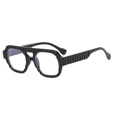 Imagem de JRLLFD Óculos de sol retrô com dupla armação, masculino e feminino, fashion, à prova de raios UV400 (preto transparente)