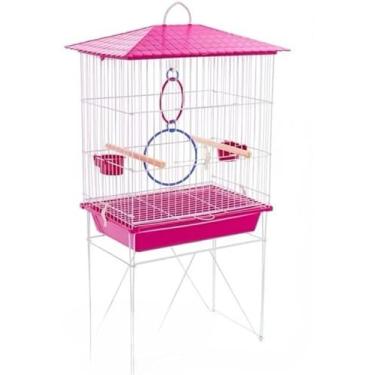 Imagem de Gaiola Viveiro Calopsita Com Bandejas Laterais C/Pé Grande AgapóRnis Aves Mansas Duplex/Triplex(VIVEIRO STAR - ROSA)