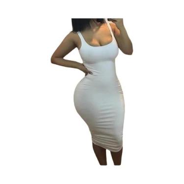 Imagem de Vestido Mini Sem Mangas Em Cor Sólida plus Size Verão Sexy Top De Alça