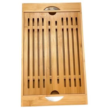 Imagem de Migalheira de Bambu Tábua de Corte Para Pães Bolos e Frios Com Bandeja Multiuso Porta Panela 4 em 1(MIGALHEIRA BAMBU)