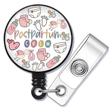 Imagem de SEIRAA Carretel de crachá pós-parto para enfermeira pós-parto, suporte de crachá pós-parto, presente de tripulação de enfermeira de Doula, clipe para parteira (pulseira de tripulação pós-parto)