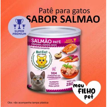 Imagem de Ração Úmida Patê Natural Gatos Maximo Sabor Salmão NatCat Pet Food Raç