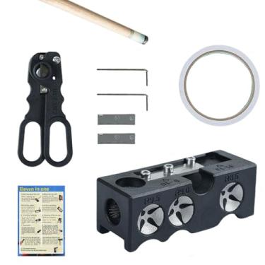 Imagem de VortecSys Modelador de ponta de taco de piscina, kit de substituição 10 em 1 de pontas de taco de sinuca, ferramenta de reparo de pontas de taco de piscina para substituição e modelagem de pontas de