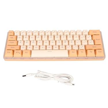 Imagem de Teclado para Jogos 60% Com Fio, Mini Teclado RGB Com 6 Efeitos de Luz de Fundo, Teclado Compacto de 61 Teclas para 11 10 8 7 Vista, USB Com Fio, Plug and Play (Laranja Amarelo)