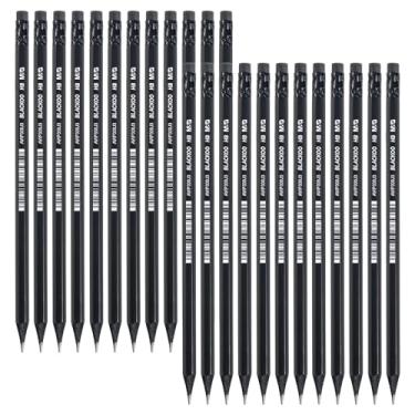 Imagem de M&G BLACKOO Series Lápis com caixa de madeira HB, pacote com 24 pré-afiados com borrachas superiores, lápis pretos a granel para escola, professores, escrita, desenho e esboço (preto)