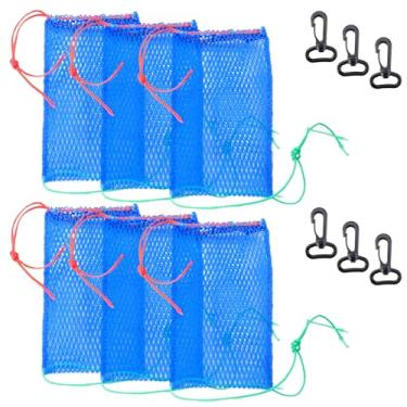 Imagem de 6 unidades de sacos de isca de polietileno para armadilhas de caranguejo com armários de plástico, armazenamento de iscas, equipamento dobrável portátil para caranguejos, armadilha para peixes e rede