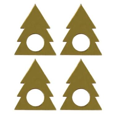 Imagem de Porta Guardanapo Árvore de Natal Acrílico Dourado 7 cm 4 Peças Vivarte