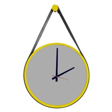 Imagem de Relógio Adnet Amarelo Alça Preta Mostrador Cinza Matt Ponteiro Preto 30 cm 
