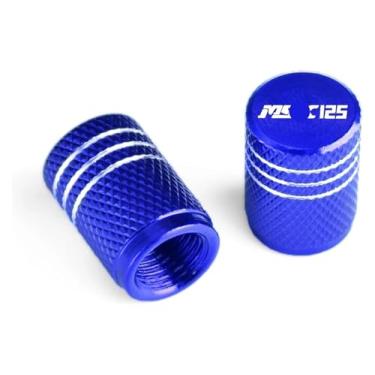 Imagem de Tampas de haste de válvula de pneu de roda CNC capas herméticas para motocicleta compatível com MSX125 MSX125Grom MSX125SF MSX 125Grom 125 125SF (2 peças azuis)