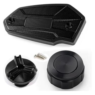 Imagem de Compatível com Z 900 Z900 2017-2022 2023 2024 tampas de fluido de freio dianteiro e traseiro da motocicleta e acessórios de proteção da tampa de enchimento de óleo (conjunto preto)