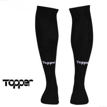 Imagem de Meião Futebol Topper Cup Faixa Tensora Dry Masculina Adulto, Preto