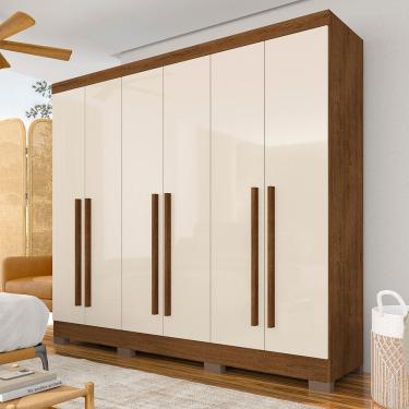 Imagem de Roupeiro Casal 6 Portas Com Puxadores Revestidos Ester Freij/off - M.a