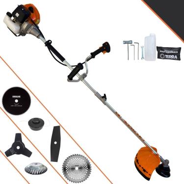 Imagem de Aparador de Grama À Gasolina Terra GRHB430 Bi-Partida 43cc 1,7HP 12000rpm Multifuncional Com 4 Lâminas de Corte + Carretel de Nylon + Escova 38 Cerdas