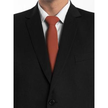 Imagem de Kit com 2 gravatas terracota tecido oxford slim - Dmais Gravatas