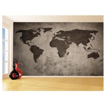 Imagem de Papel De Parede 3D Mapa Mundi Concreto Cimento 3,5M Nmu83