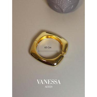 Imagem de Bracelete Designer Quadrado Dourado Pulseira de Aço inoxidável com Fec