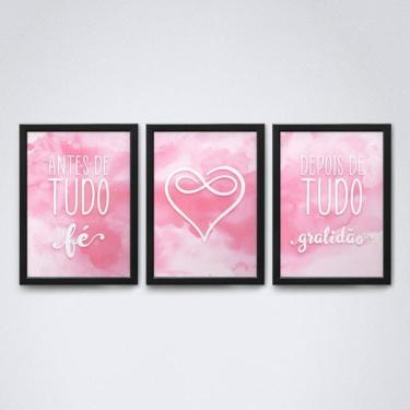 Imagem de Quadros Fé e Gratidão - Moldura Preta A4  20x30cm 