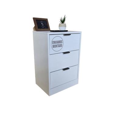 Imagem de Mesa De Cabeceira 40Cm 3 Gaveta Quarto Cama Puxador Preto