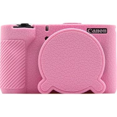 Imagem de Capa para câmera V1, capa de borracha fina e leve de silicone BMAOLLONGB para Canon PowerShot V1 (rosa)
