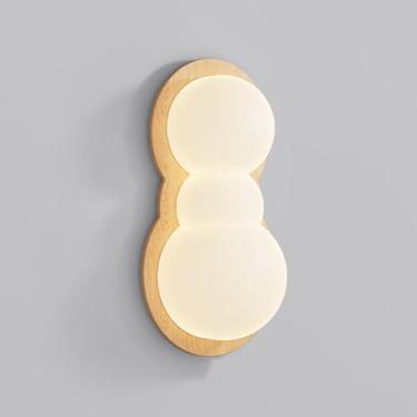 Imagem de Luminária de parede LED moderna, luminária de parede nórdica de madeira maciça, luminária criativa para decoração de casa, arandelas de madeira/nogueira de 10 W com fiação para quarto, sala