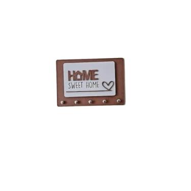 Imagem de Porta-chaves de parede com 5 ganchos, material MDF, decoração moderna e versátil para sala de estar