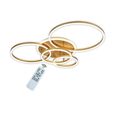 Imagem de Luminária de teto LED, lustre dourado moderno, lâmpada de teto redonda de 72 W 3000 K-6000 K regulável com controle remoto Iluminação de teto para sala de estar Sala de jantar Quarto Cozinha