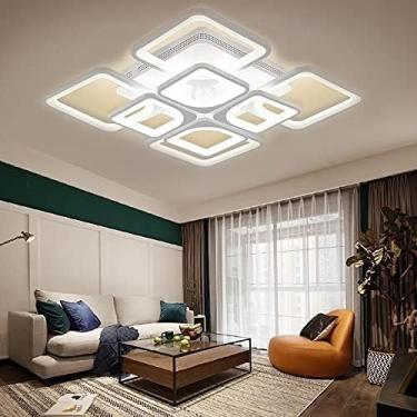 Imagem de Lustre moderno LED, lustre LED moderno com controle remoto compatível com quarto, cozinha, sala de estar, casa, luminária de teto quadrada embutida, lustre LED moderno
