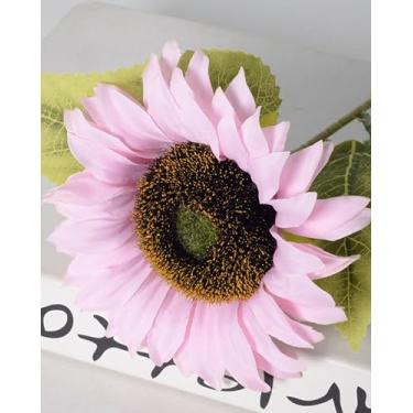 Imagem de ShineSnow 10 peças de girassóis, buquê de flores falsas, enchimento de vaso com haste de flores de seda artificial para decoração de casa, cozinha, exterior, mesa, mesa de casamento, festa