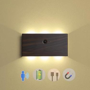 Imagem de Luminária de parede LED recarregável operada por bateria com sensor de movimento, luminária de parede de acrílico de alumínio para cima e para baixo, luminária de parede magnética moderna pa