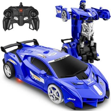 Imagem de Carro de controle remoto KKONES Deformation Robot LED Blue
