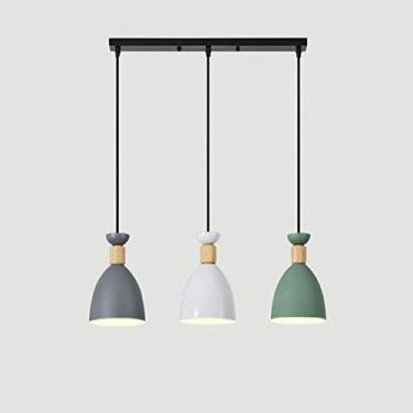 Imagem de YQSLQZZ Lustre de sala de jantar escandinavo, 3 luzes penduradas acima da mesa de jantar luminária pendente moderna, iluminação decorativa de altura ajustável, luzes de teto, para bar de ilha de