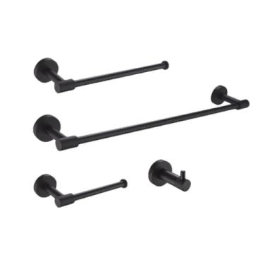 Imagem de Ferragens de banheiro preto fosco 304 toalheiro de aço inoxidável suporte de papel higiênico suporte de sabão líquido barra de toalha acessórios de vaso sanitário, suporte de papel (conjunto de 4