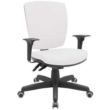 Imagem de Cadeira de Escritório Diretor Office Base Giratória Preto Alta Flexi P03 Vinil Branco - Lyam