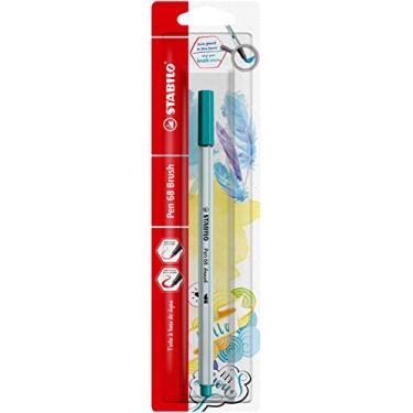 Imagem de Caneta Stabilo Pen 68 Brush, Azul Turquesa, Blister c/1 unidade