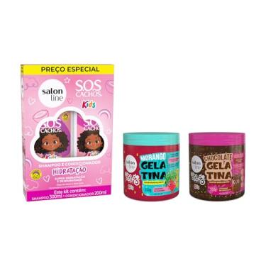 Imagem de Kit Shampoo e Condicionador SOS Cachos Kids com 2 Gelatinas #todecacho Morango e Chocolate 550g